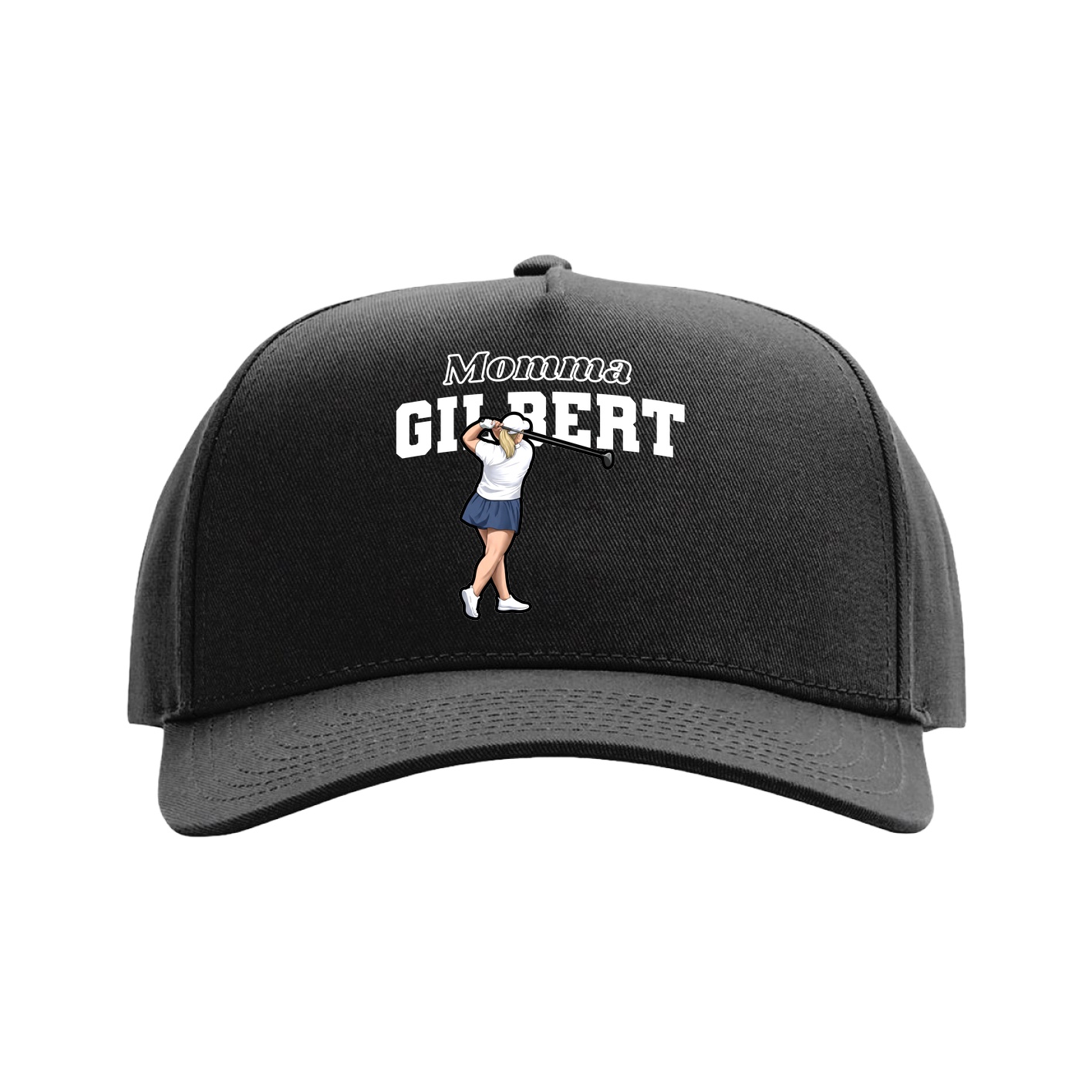 Full Fabric Five-Panel Champ Cap — Mothers Day Block in Black