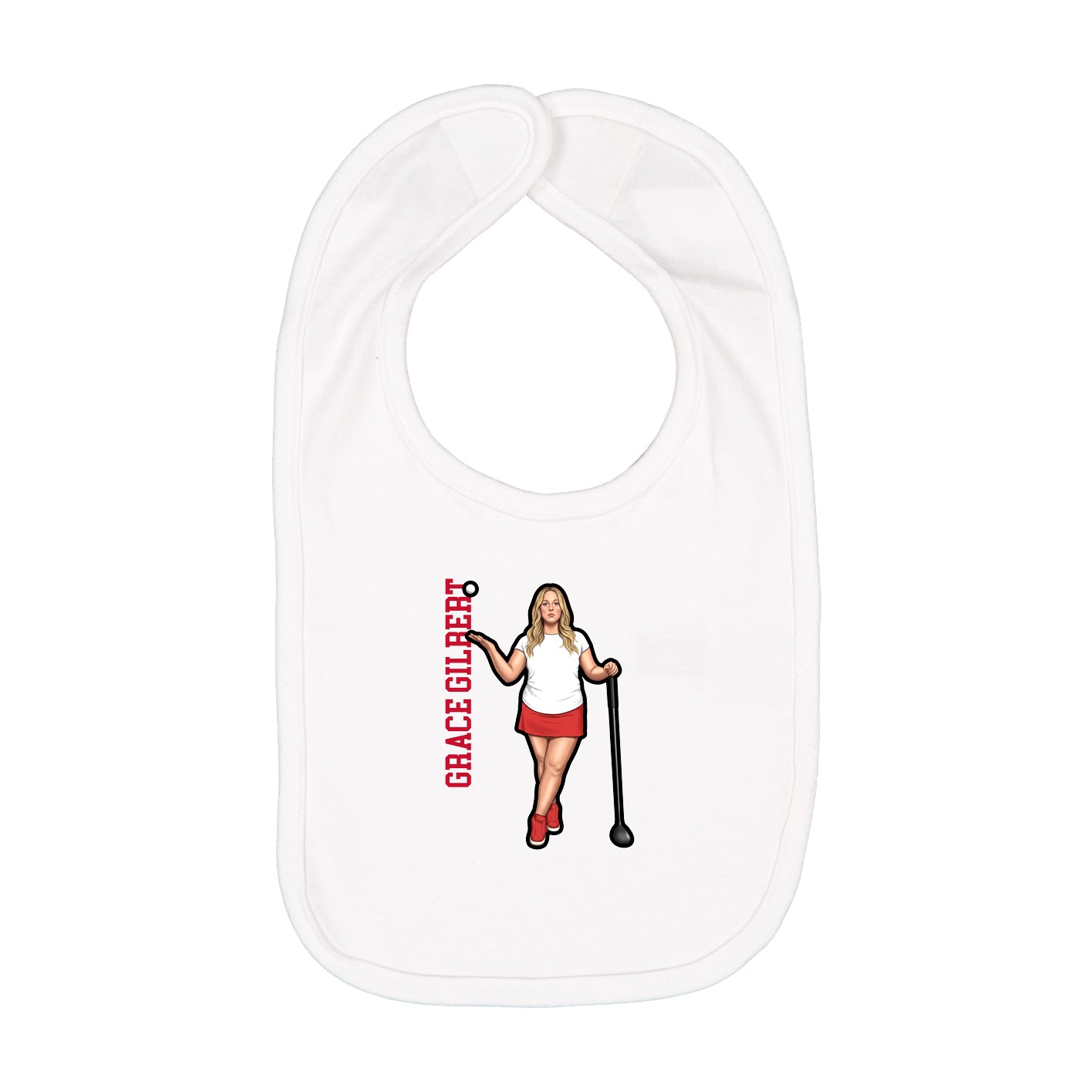 Infant Bib — Name Vertical in White