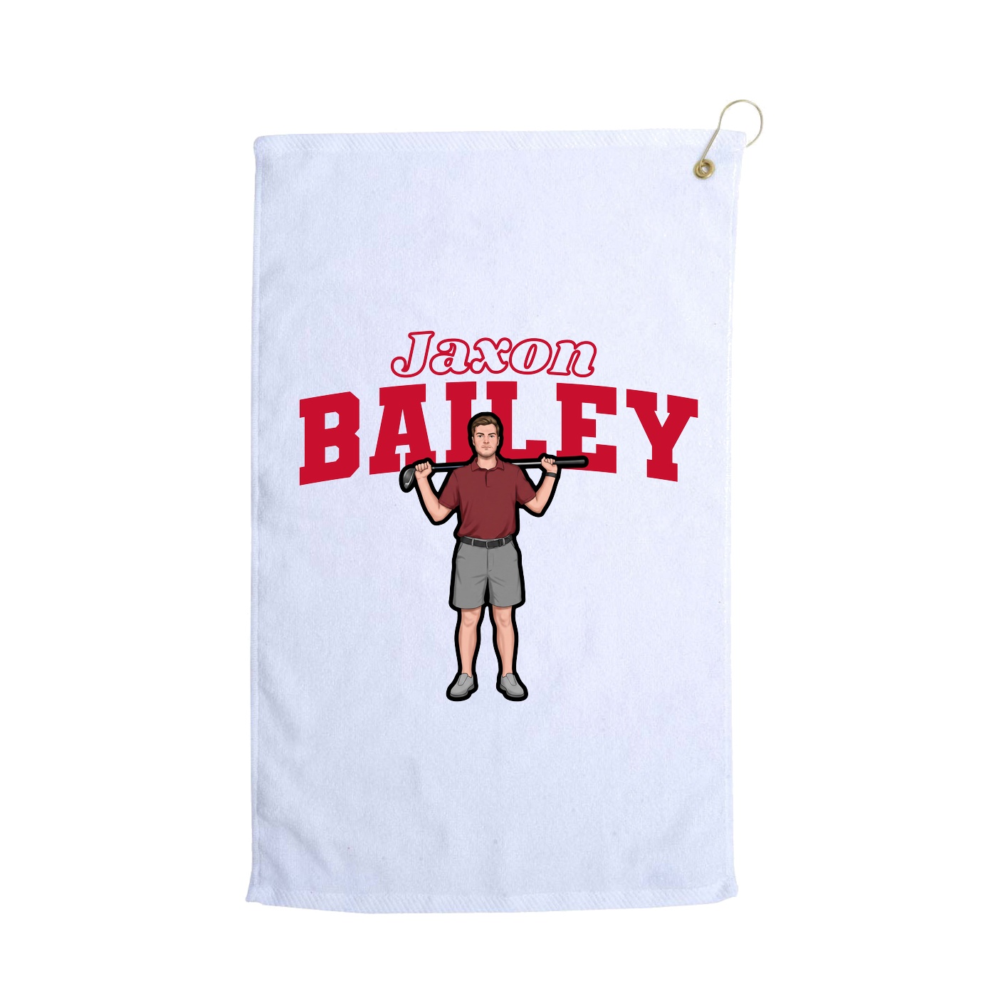 Golf Towel — Name Arch in White