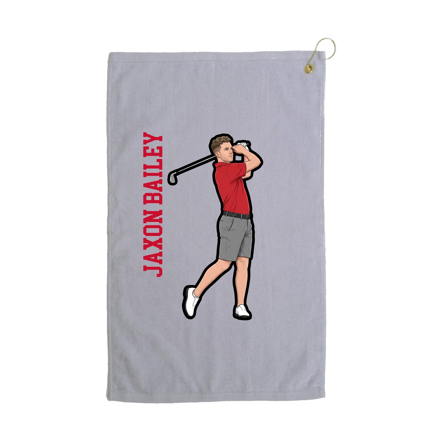 Golf Towel — Name Vertical in Grey