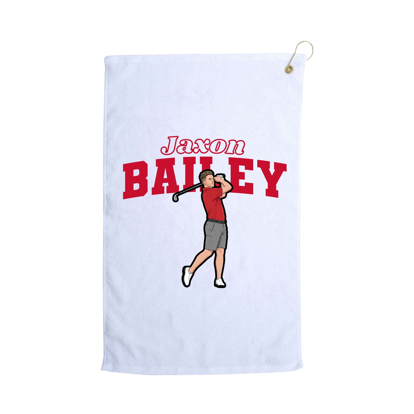 Golf Towel — Name Arch in White