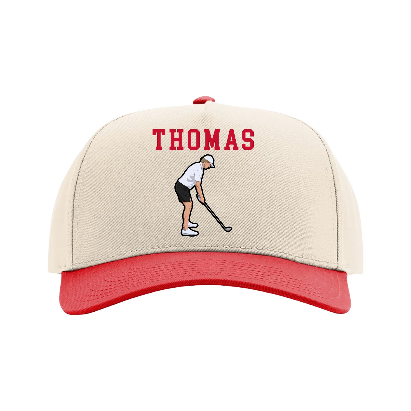 Full Fabric Five-Panel Champ Cap — Shirsey in Cream/Red