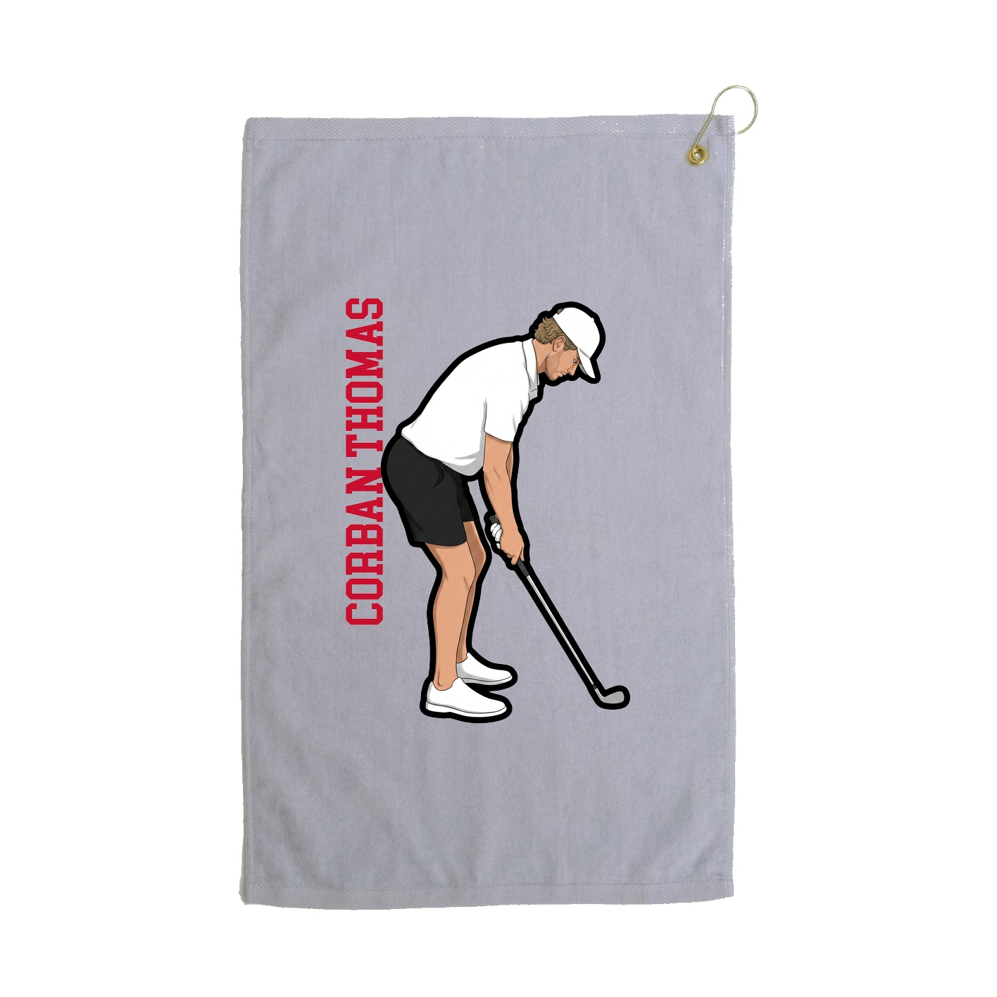 Golf Towel — Name Vertical in Grey