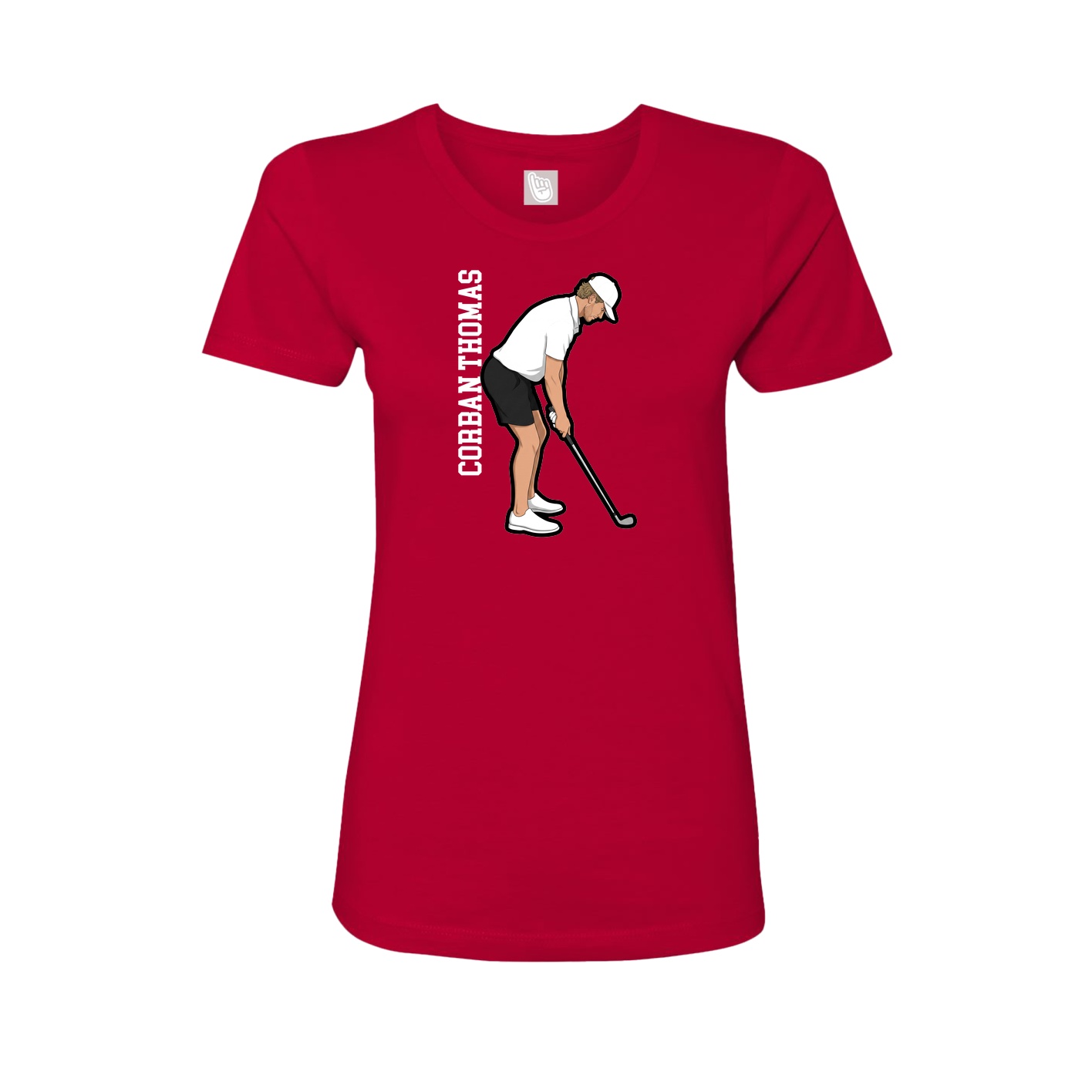 Fitted Women's Tee — Name Vertical in Red