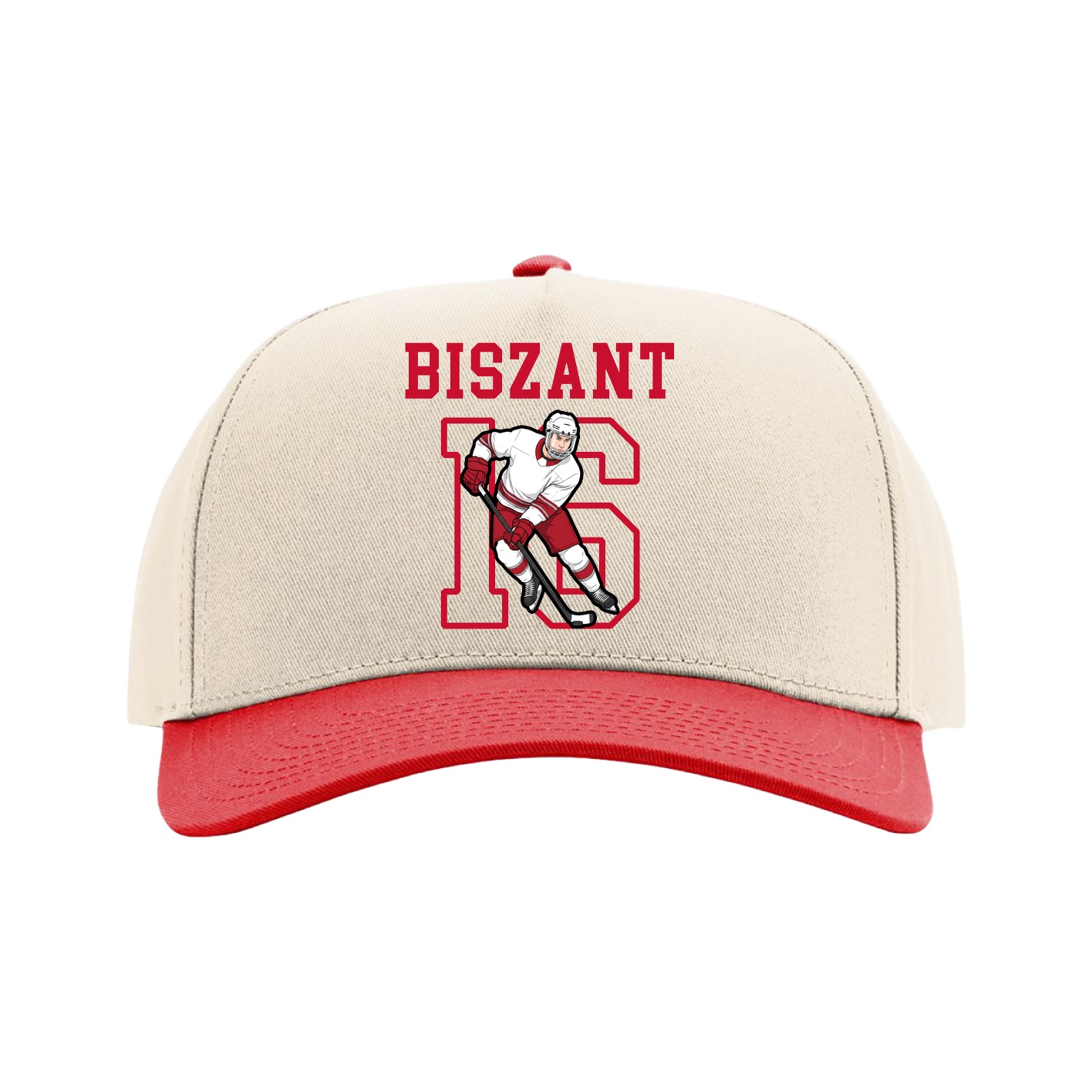 Full Fabric Five-Panel Champ Cap — Shirsey in Cream/Red