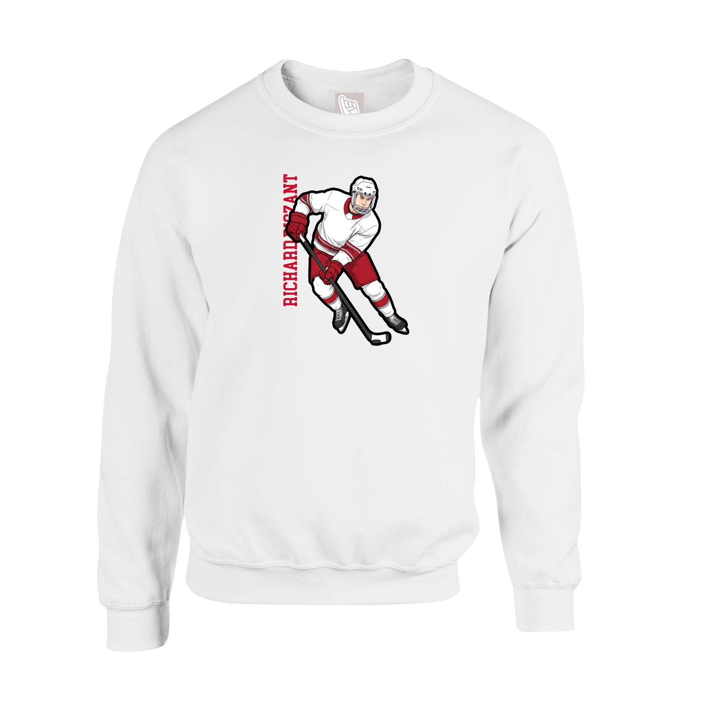 Fleece Crew — Name Vertical in White