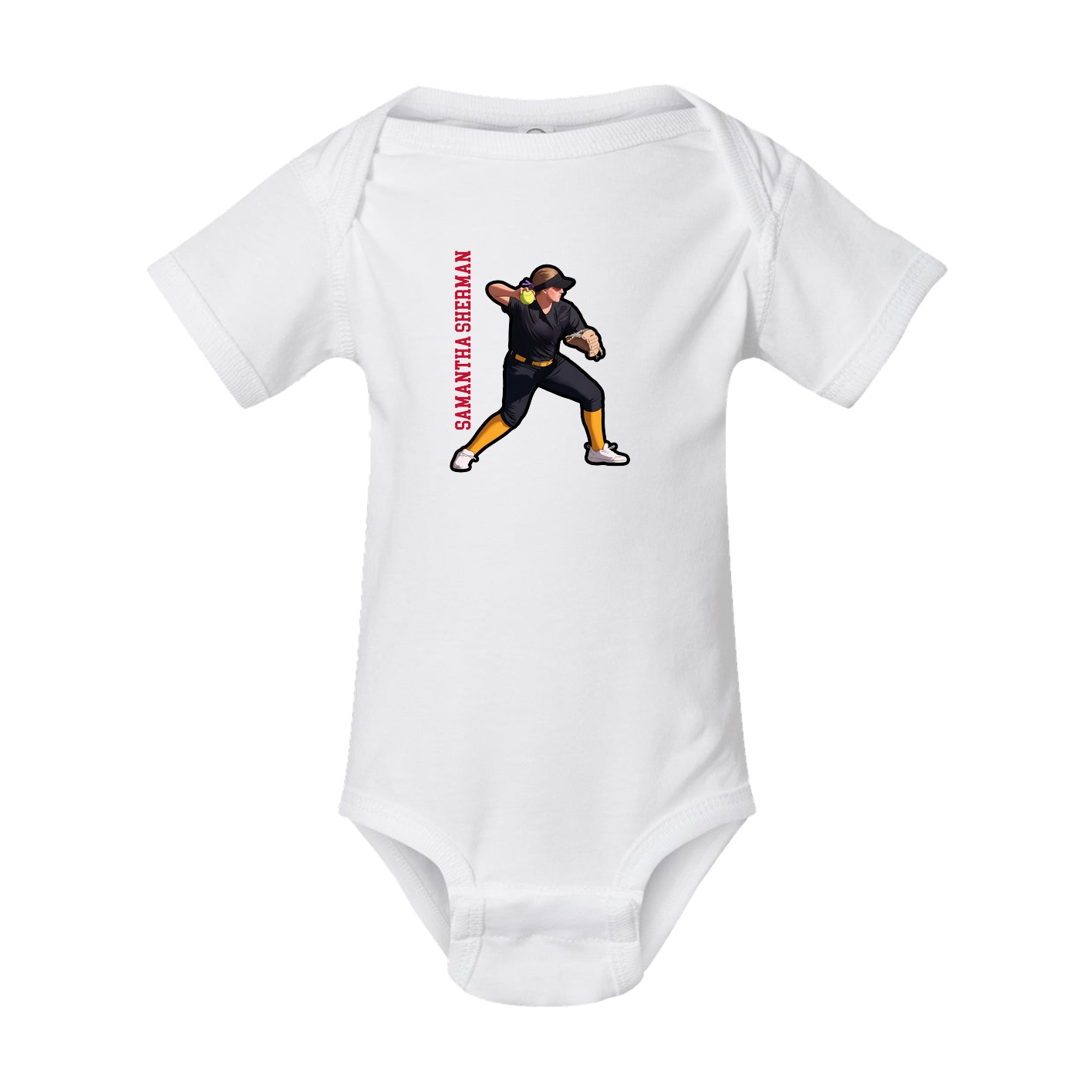 Baby Onesie — Name Vertical in White