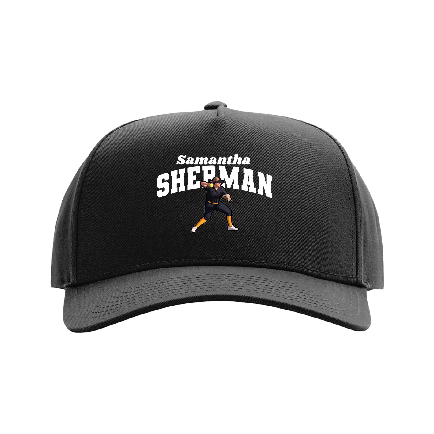Full Fabric Five-Panel Champ Cap — Signature Arch in Black
