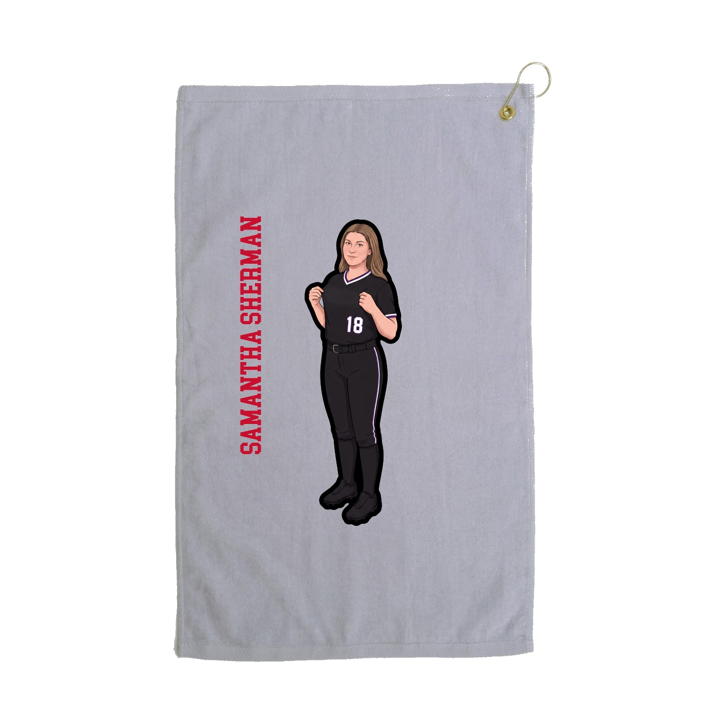 Golf Towel — Name Vertical in Grey