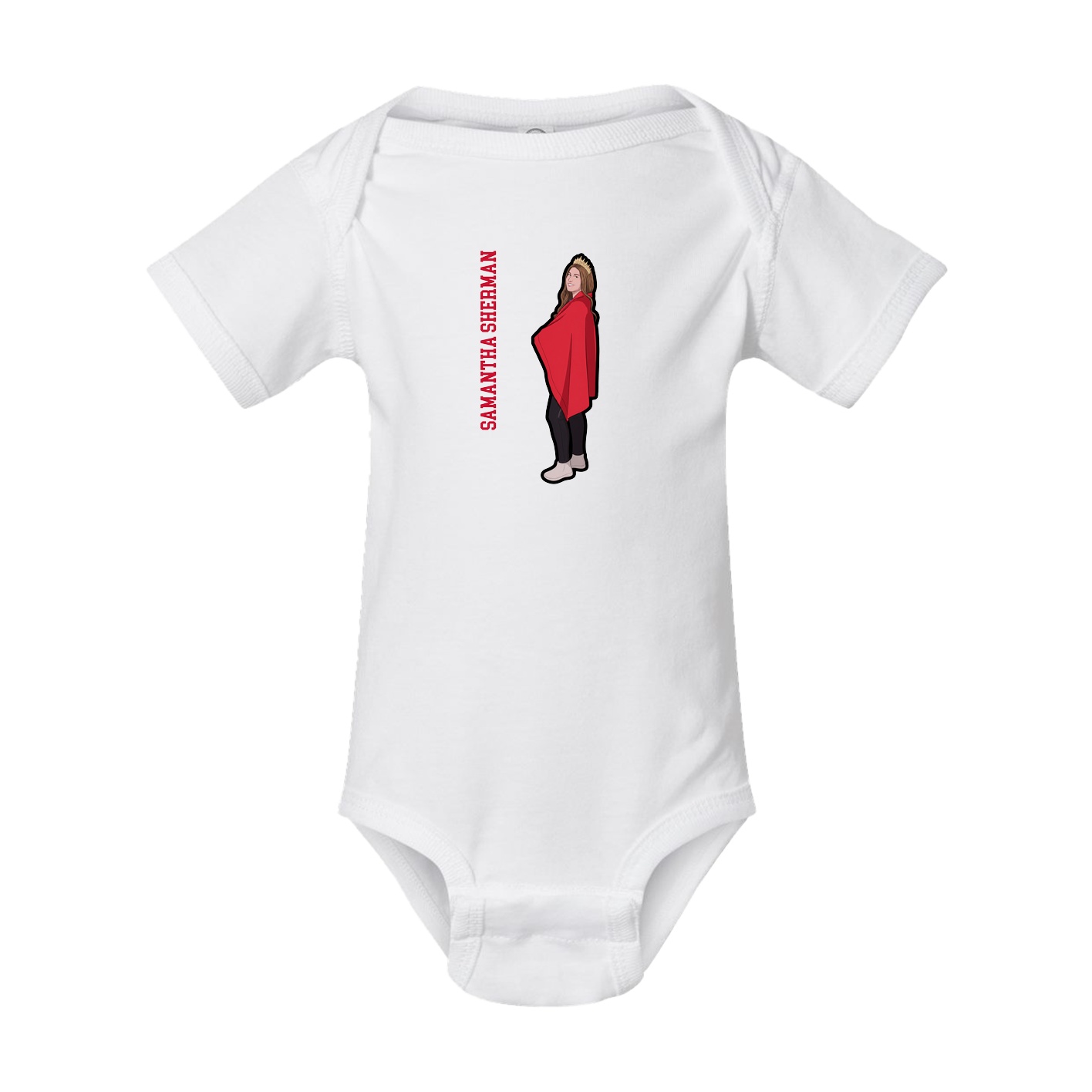 Baby Onesie — Name Vertical in White