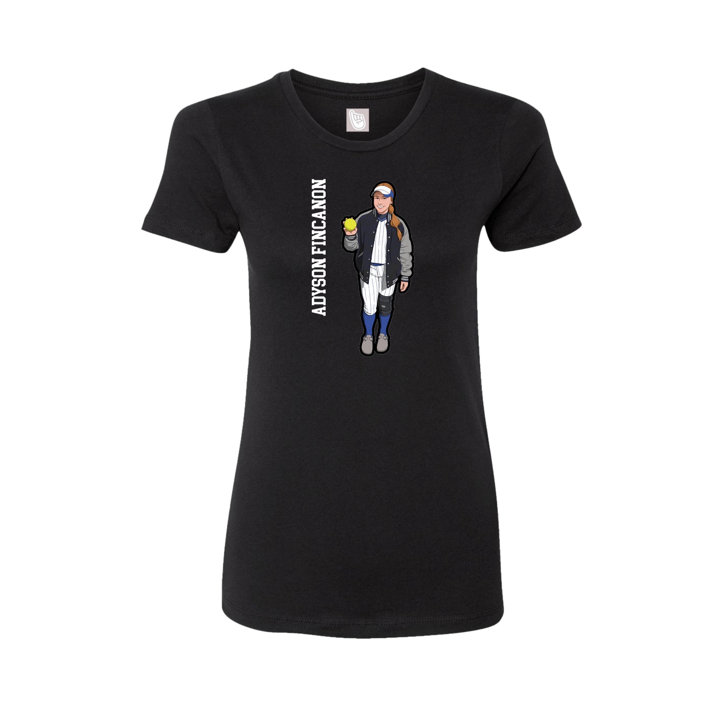 Fitted Women's Tee — Name Vertical in Black