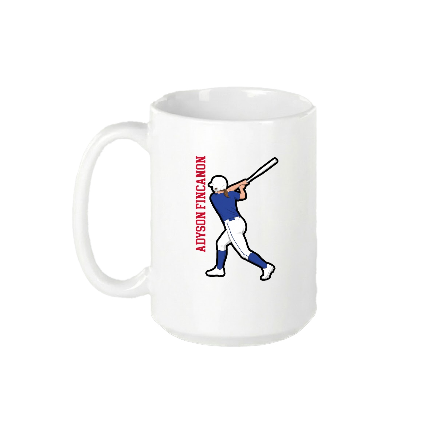 15oz Coffee Mug — Name Vertical in White