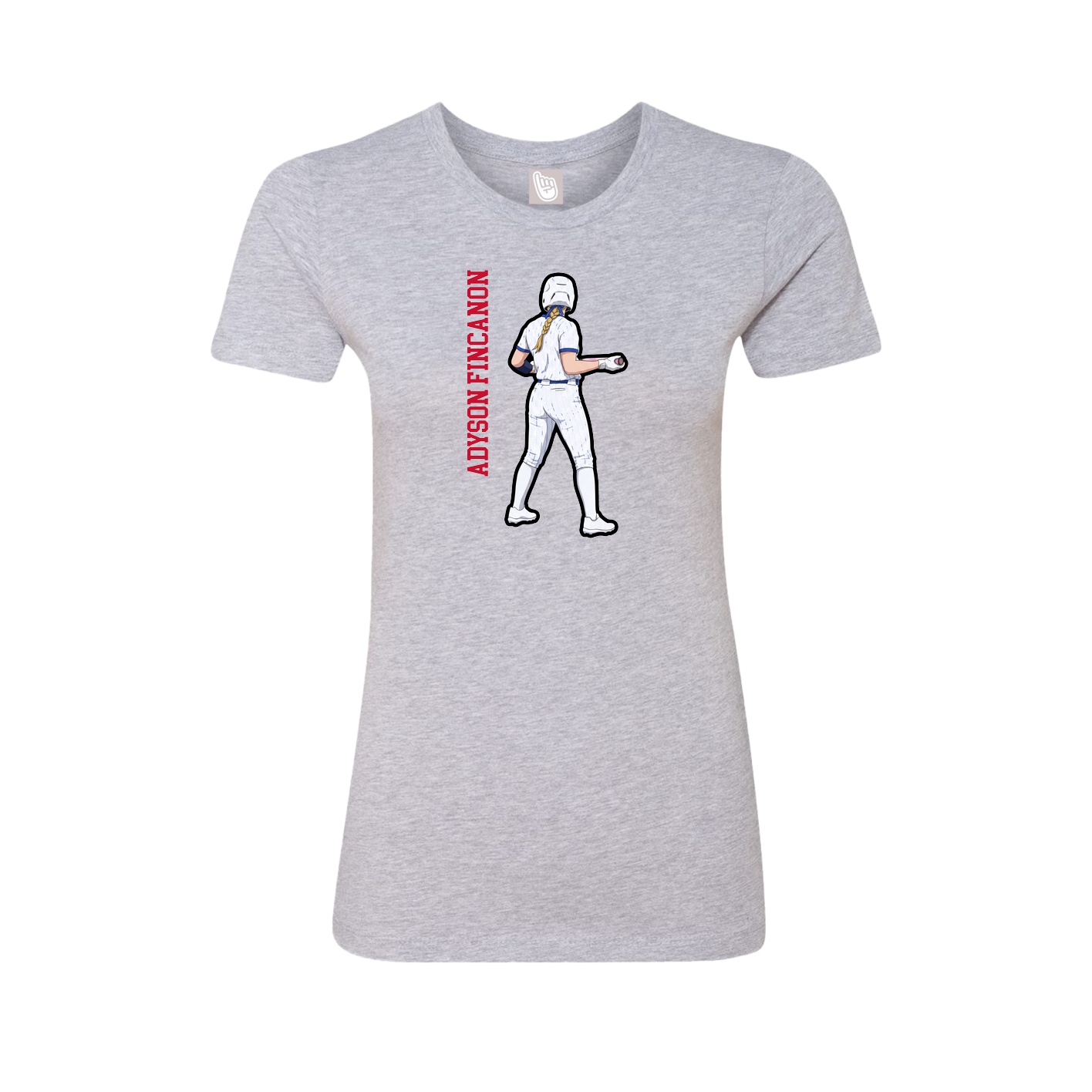 Fitted Women's Tee — Name Vertical in Grey
