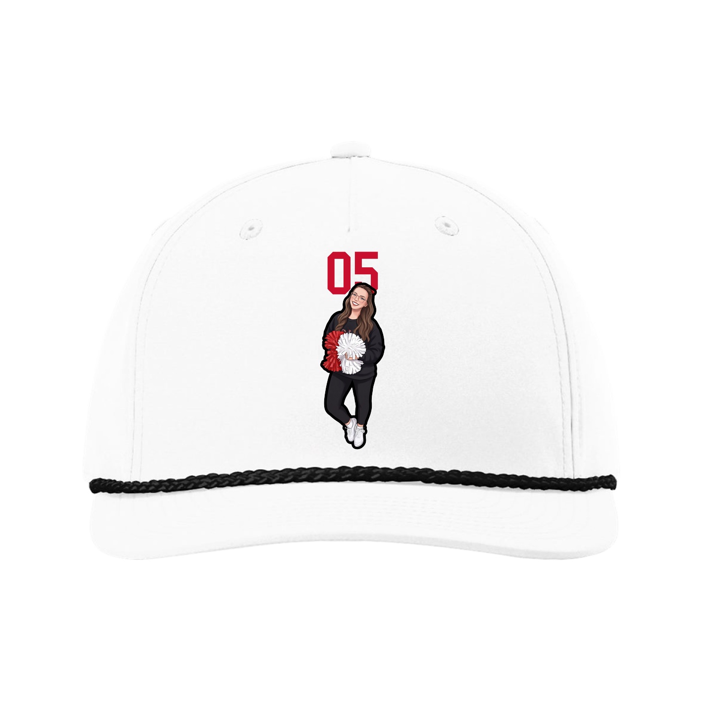 Five-Panel Classic Rope Cap — Number Top in White
