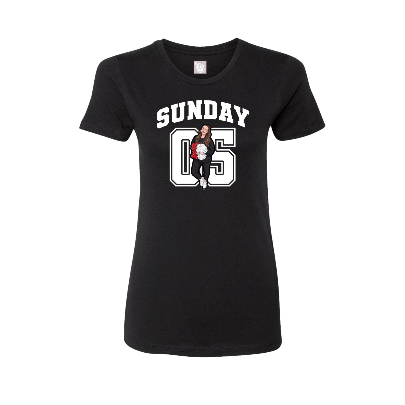 Fitted Women's Tee — Number in Black