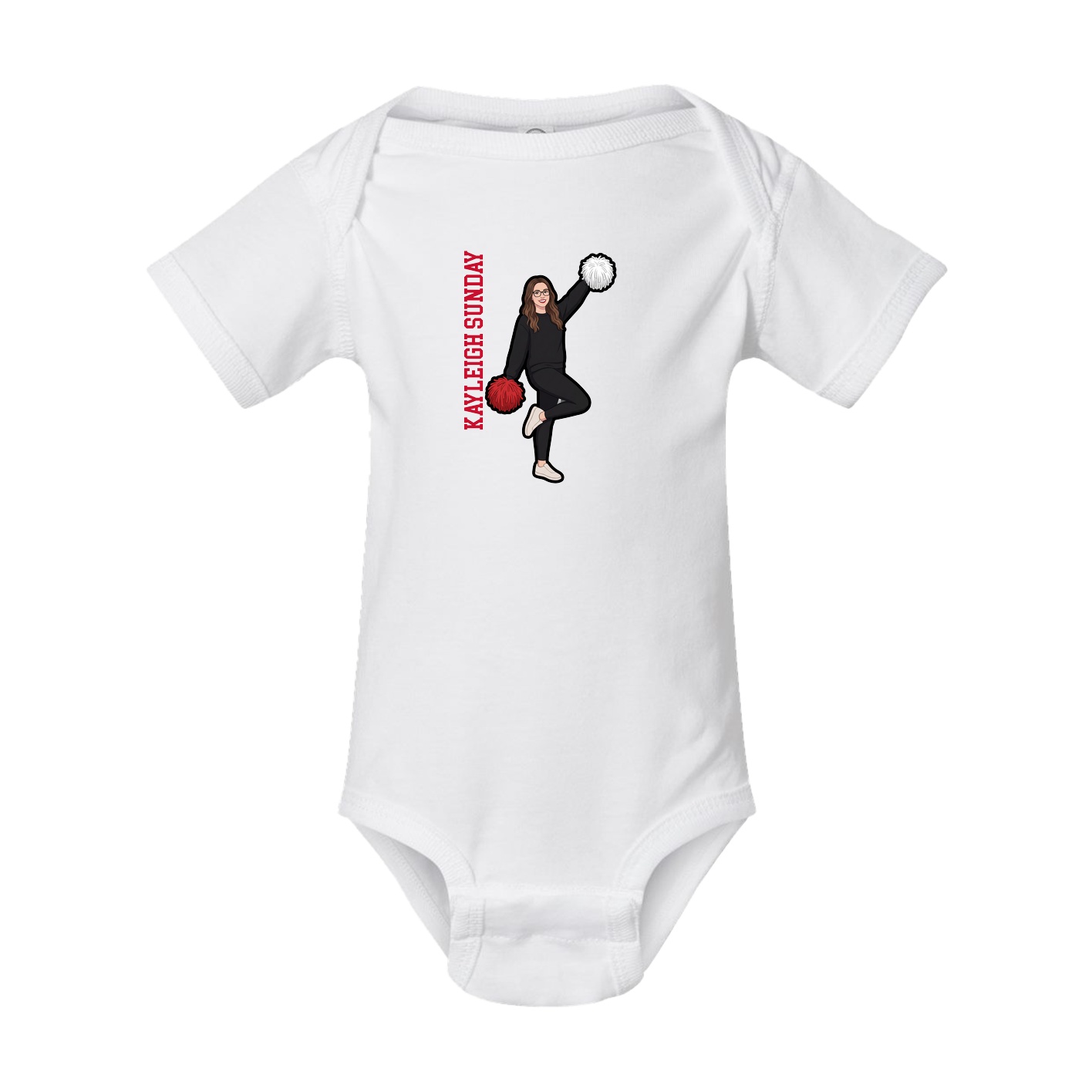 Baby Onesie — Name Vertical in White