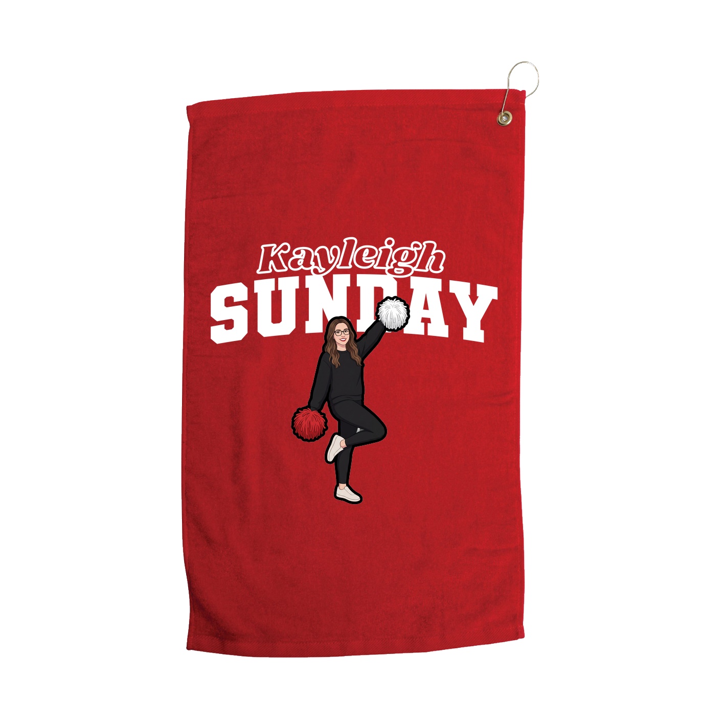Golf Towel — Name Arch in Red