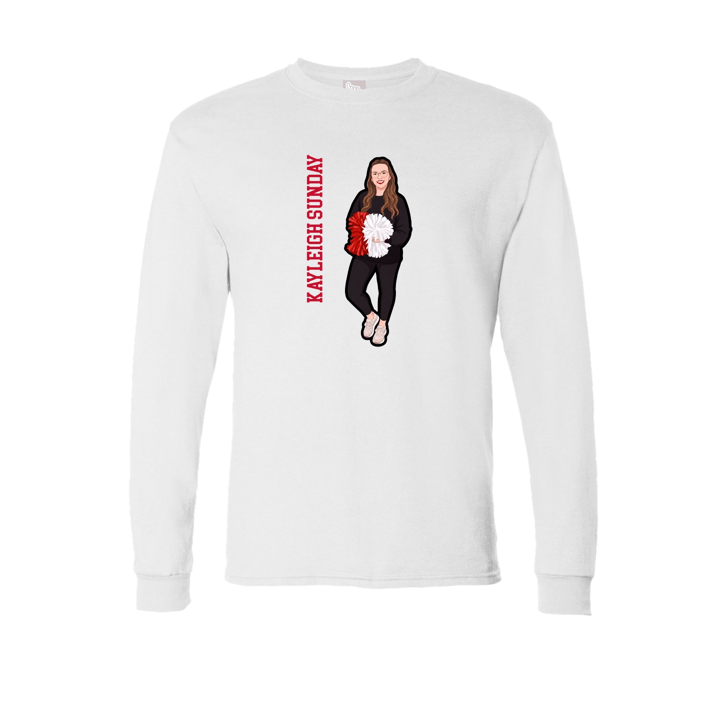 Long Sleeve Tee — Name Vertical in White