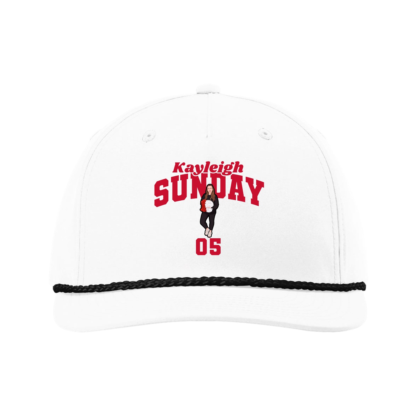 Five-Panel Classic Rope Cap — Signature Arch in White