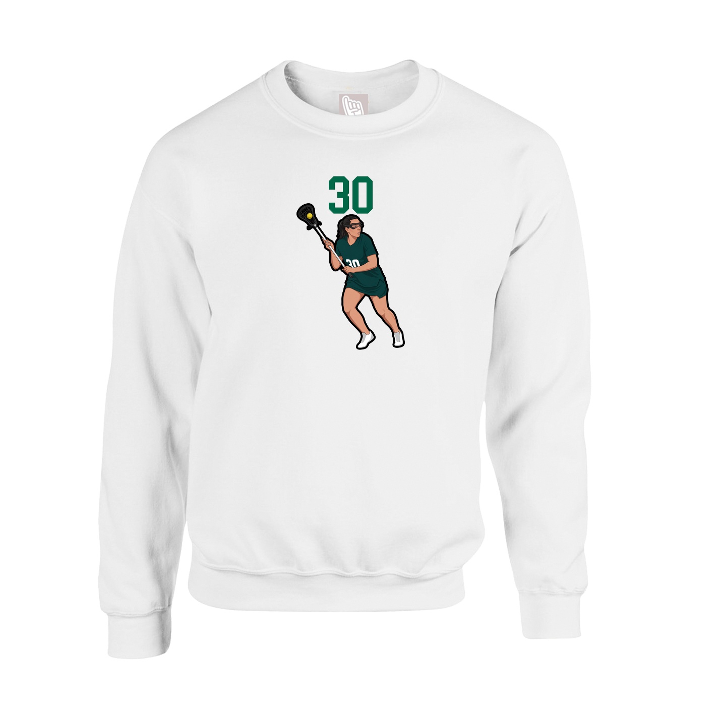 Fleece Crew — Number Top in White