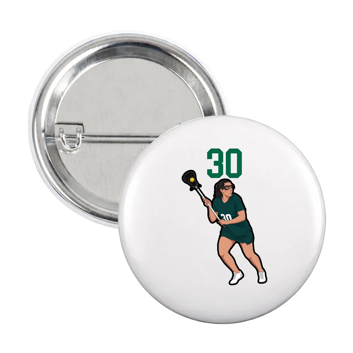 Game Day Button — Number Top in White