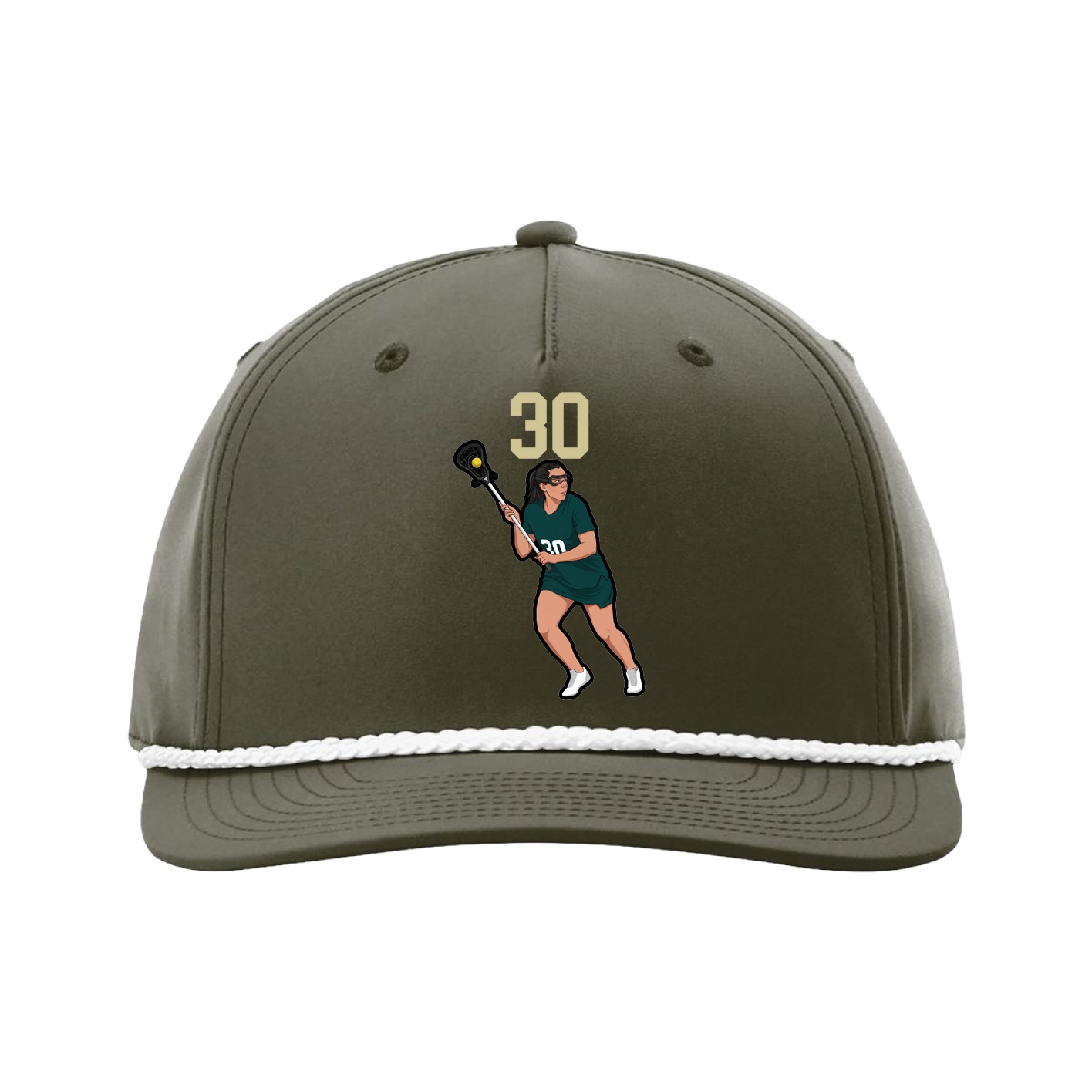 Five-Panel Classic Rope Cap — Number Top in Green