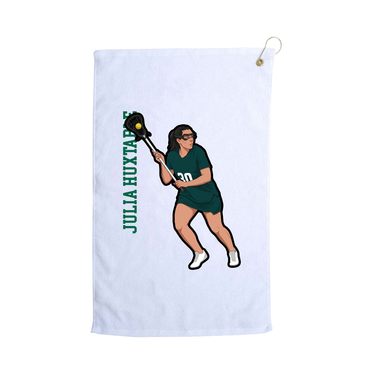 Golf Towel — Name Vertical in White