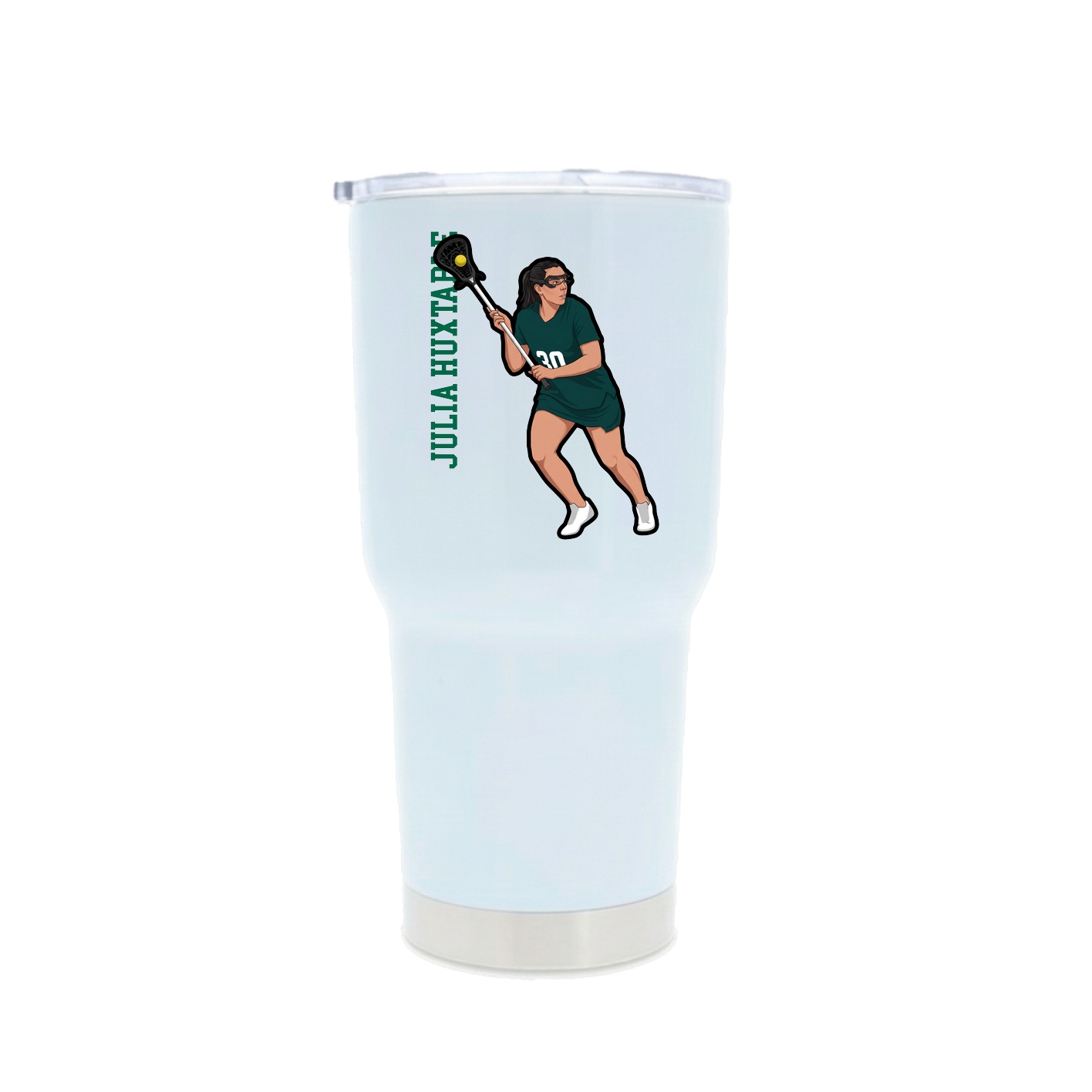 30oz Stainless Steel Tumbler — Name Vertical in White