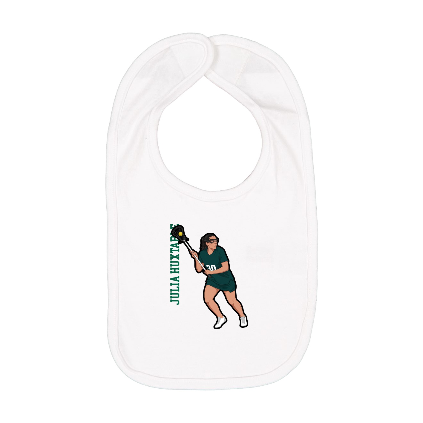 Infant Bib — Name Vertical in White