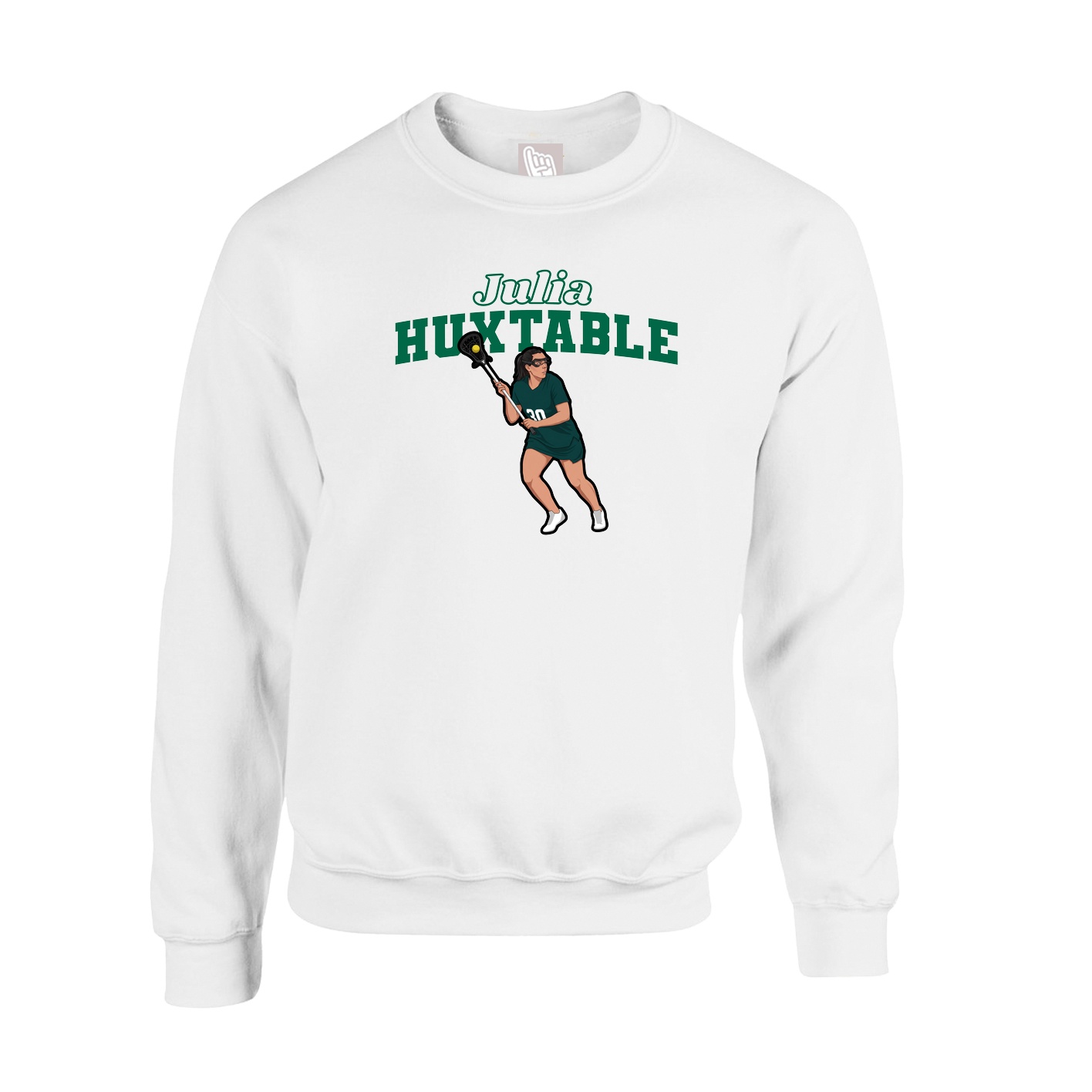 Fleece Crew — Name Arch in White
