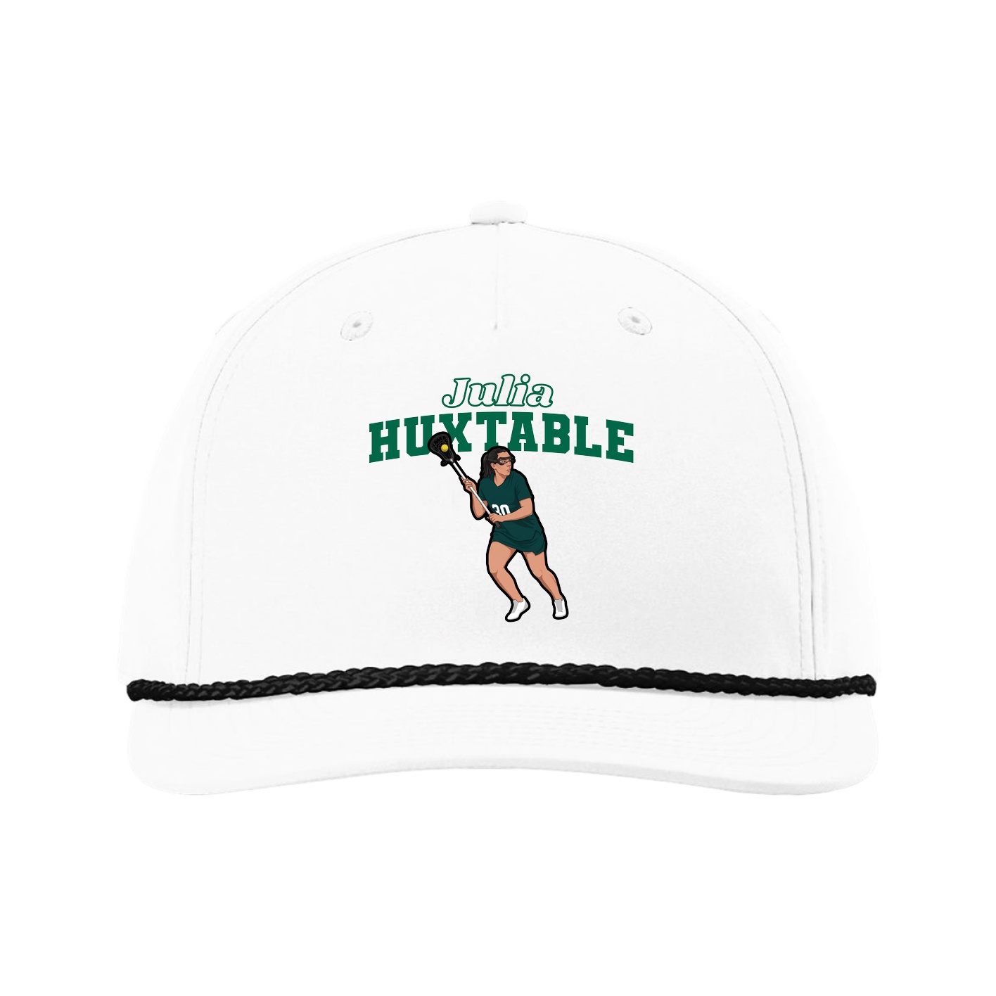 Five-Panel Classic Rope Cap — Name Arch in White