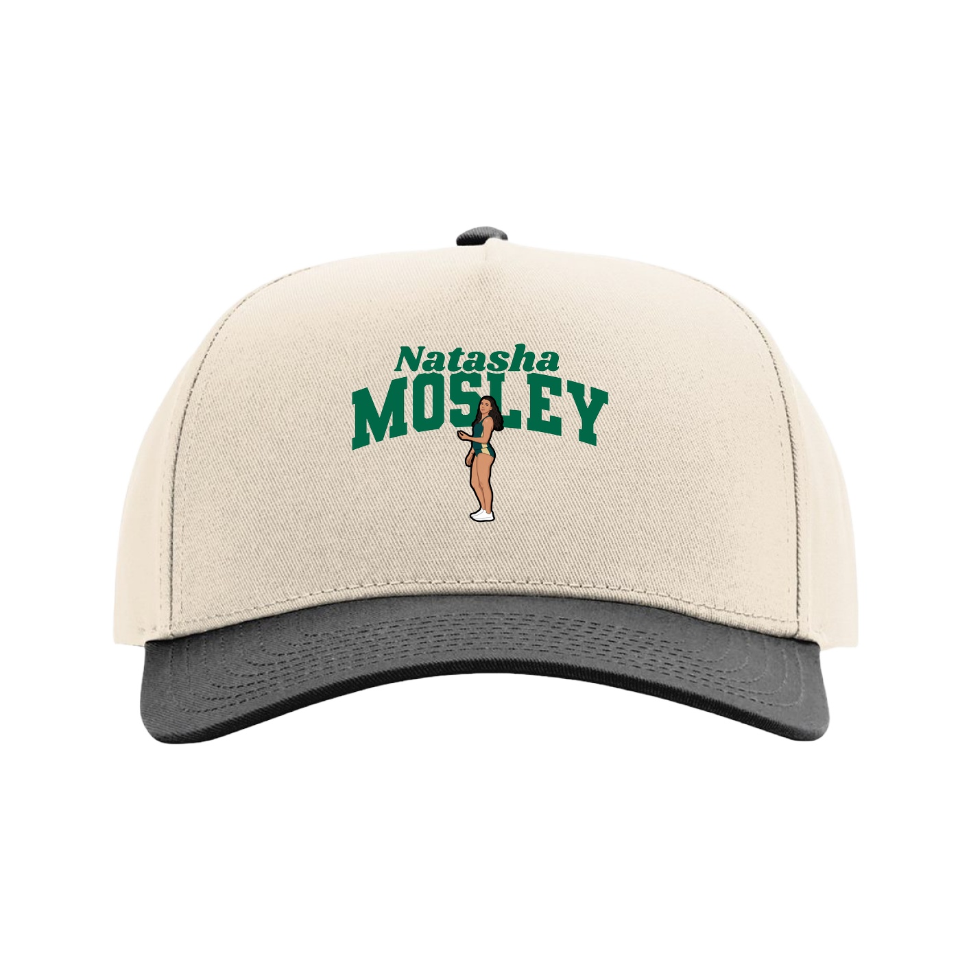 Full Fabric Five-Panel Champ Cap — Signature Arch in Cream/Black