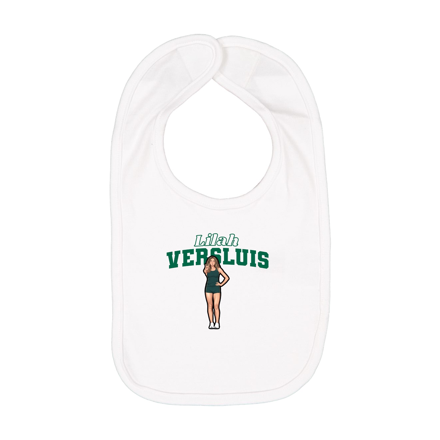 Infant Bib — Name Arch in White