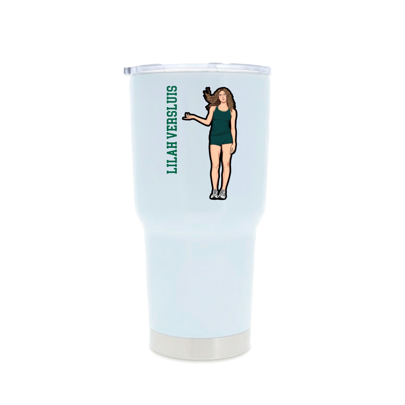 30oz Stainless Steel Tumbler — Name Vertical in White