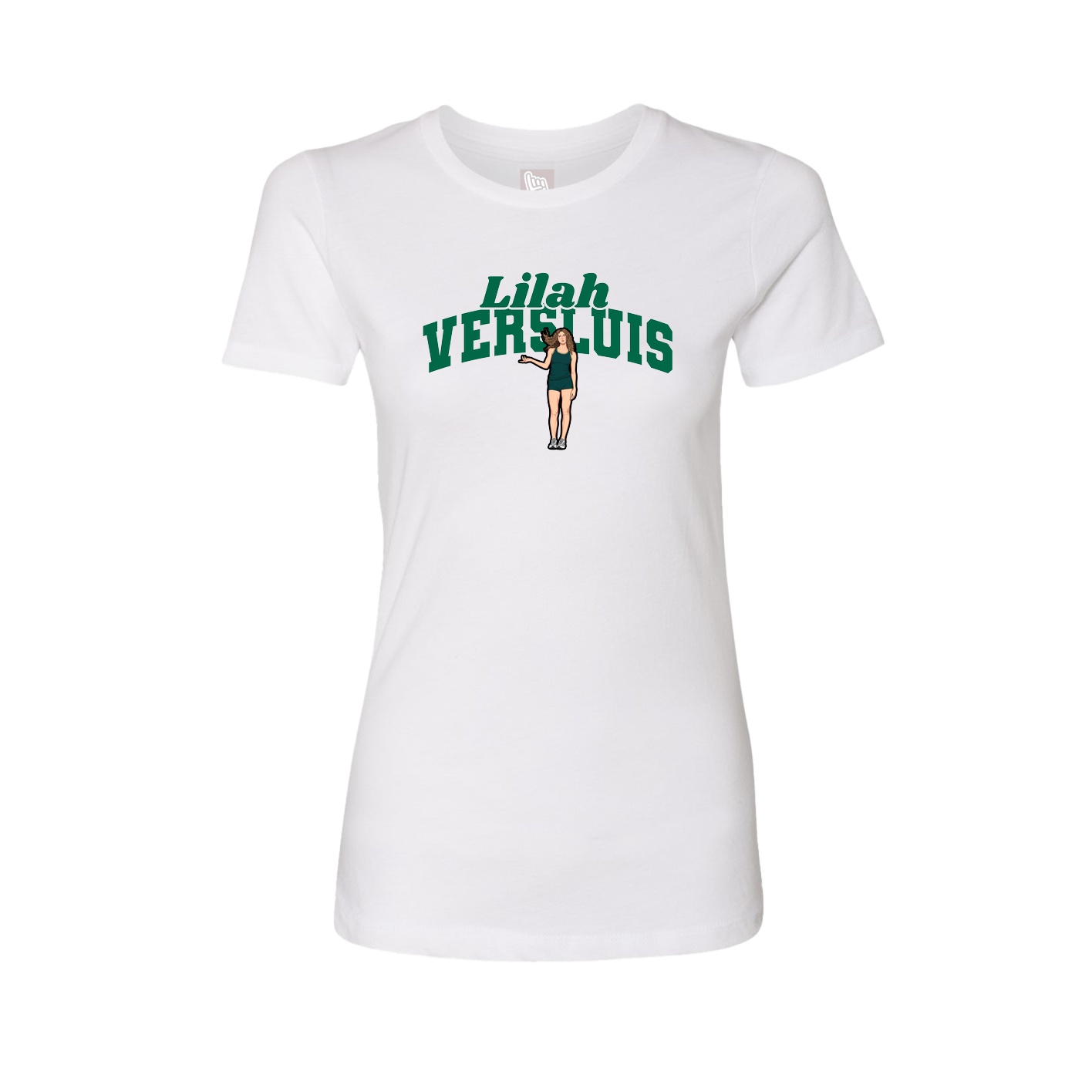 Fitted Women's Tee — Signature Arch in White