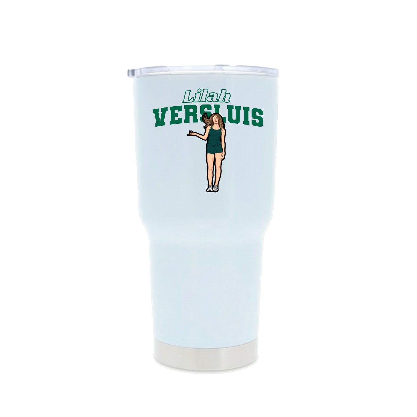 30oz Stainless Steel Tumbler — Name Arch in White