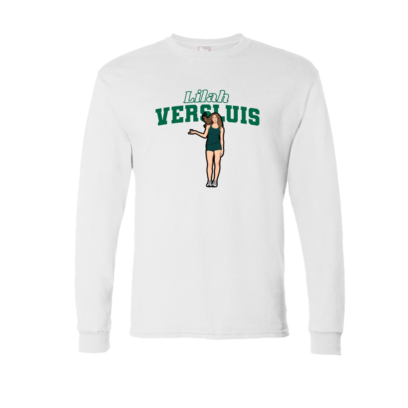 Long Sleeve Tee — Name Arch in White