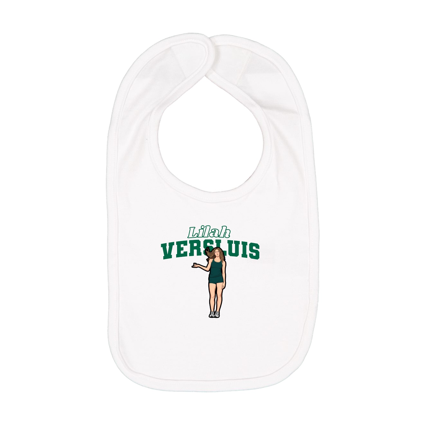 Infant Bib — Name Arch in White