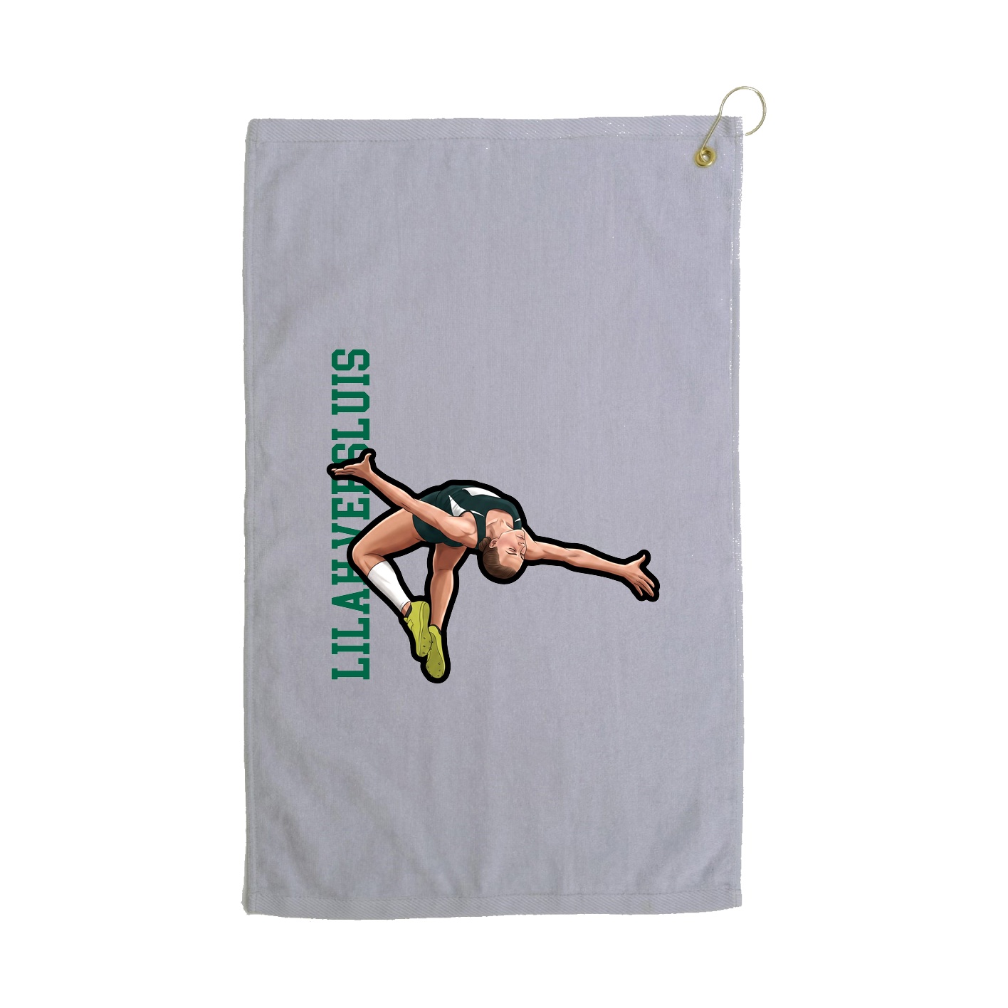 Golf Towel — Name Vertical in Grey