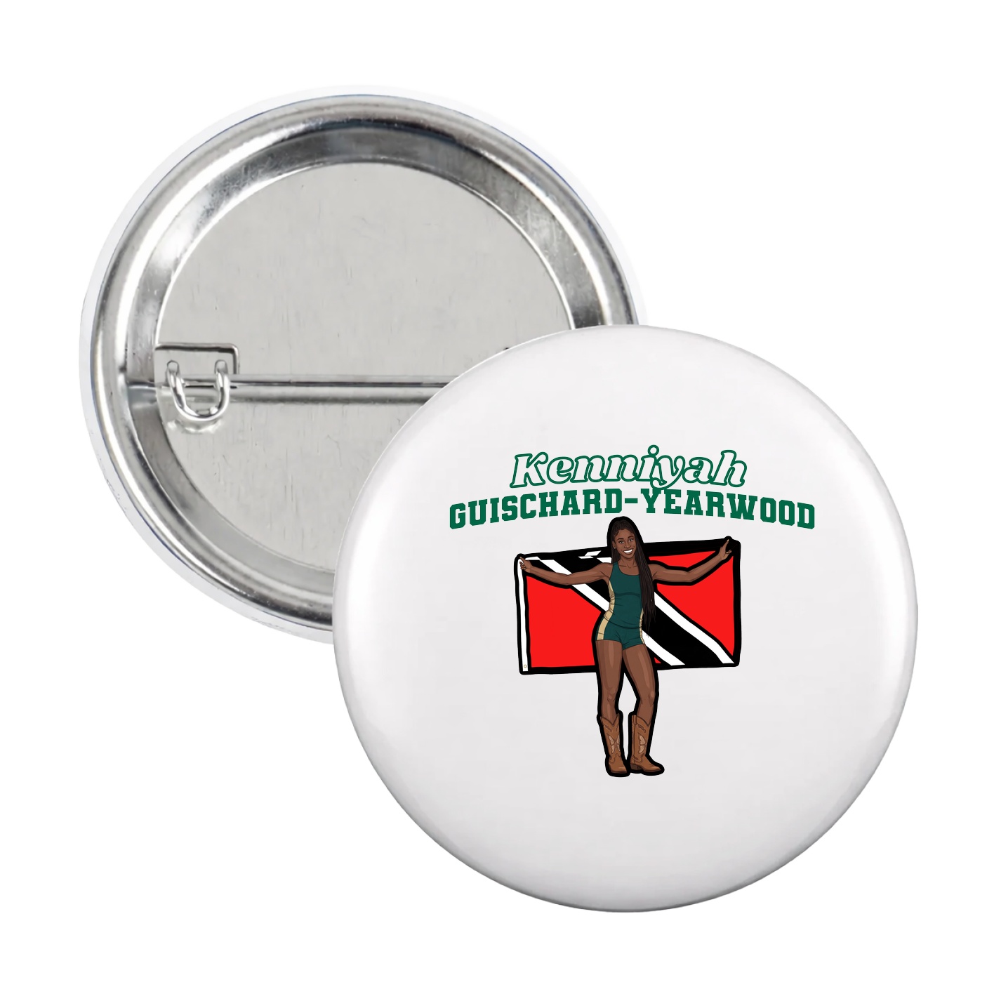 Game Day Button — Name Arch in White