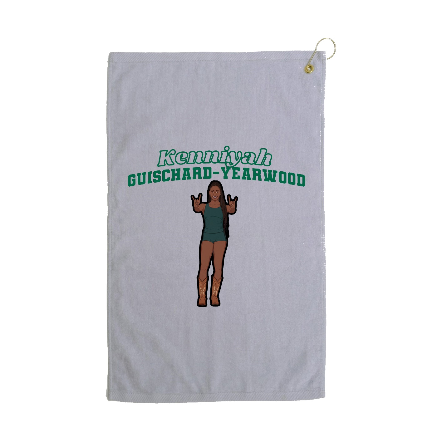 Golf Towel — Name Arch in Grey