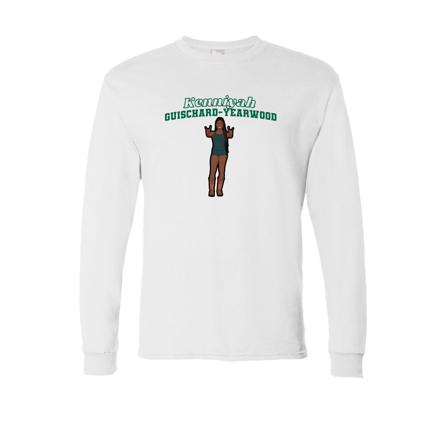 Long Sleeve Tee — Name Arch in White