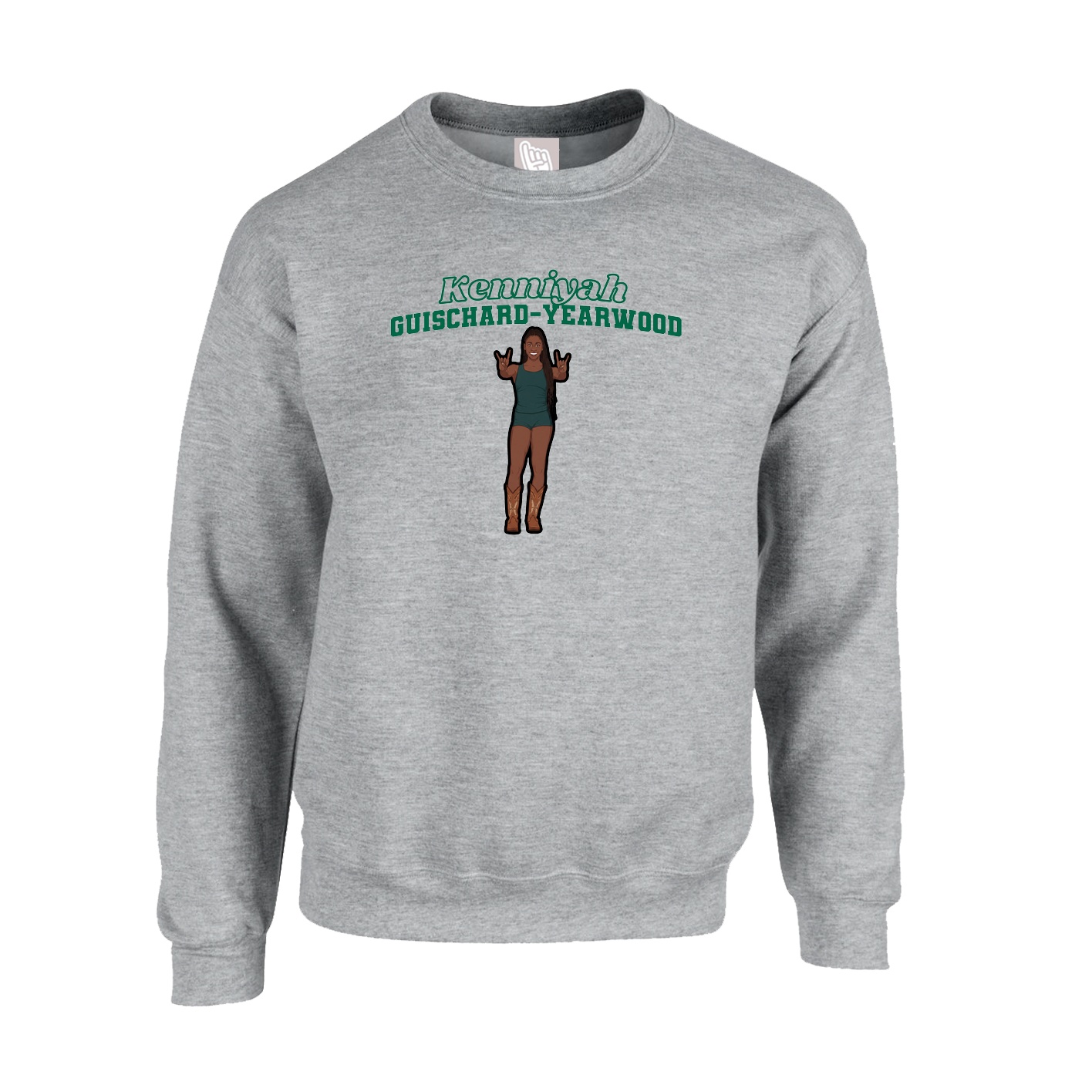 Fleece Crew — Name Arch in Grey