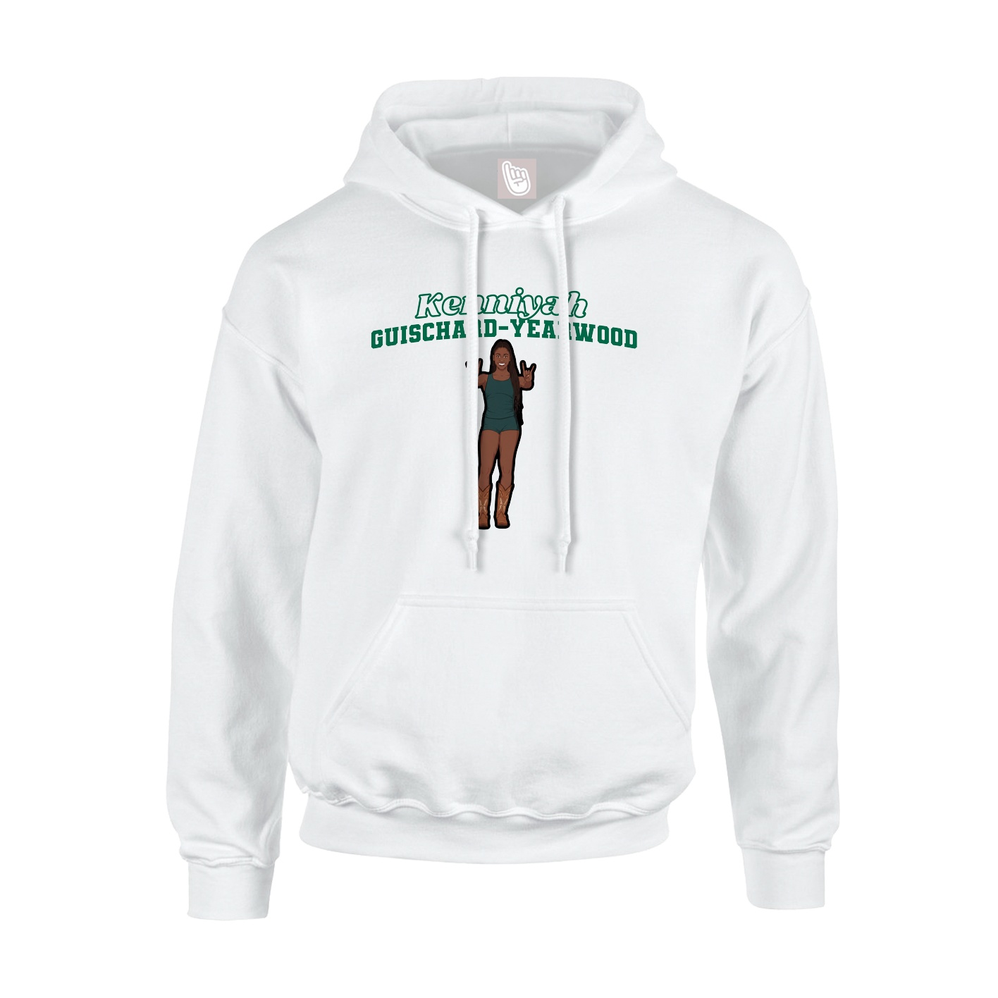 Youth Hoodie — Name Arch in White