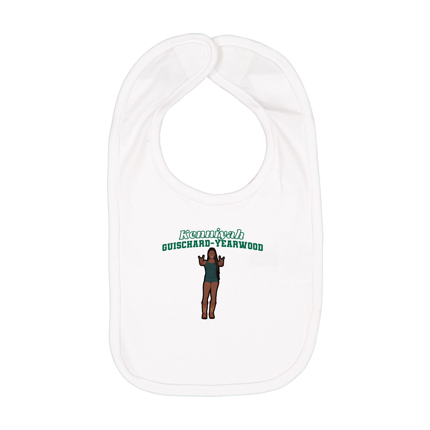 Infant Bib — Name Arch in White