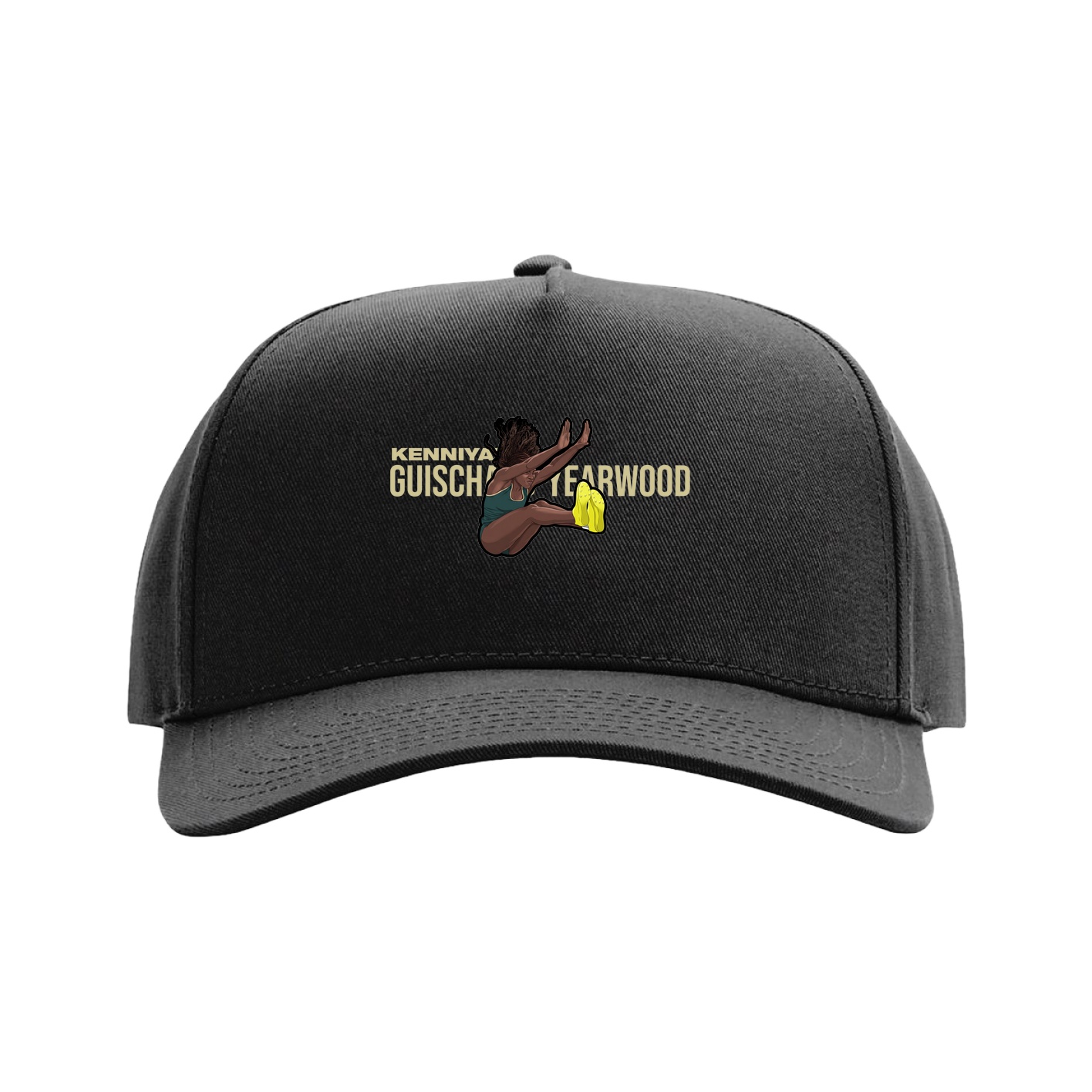 Full Fabric Five-Panel Champ Cap — Player Name in Black