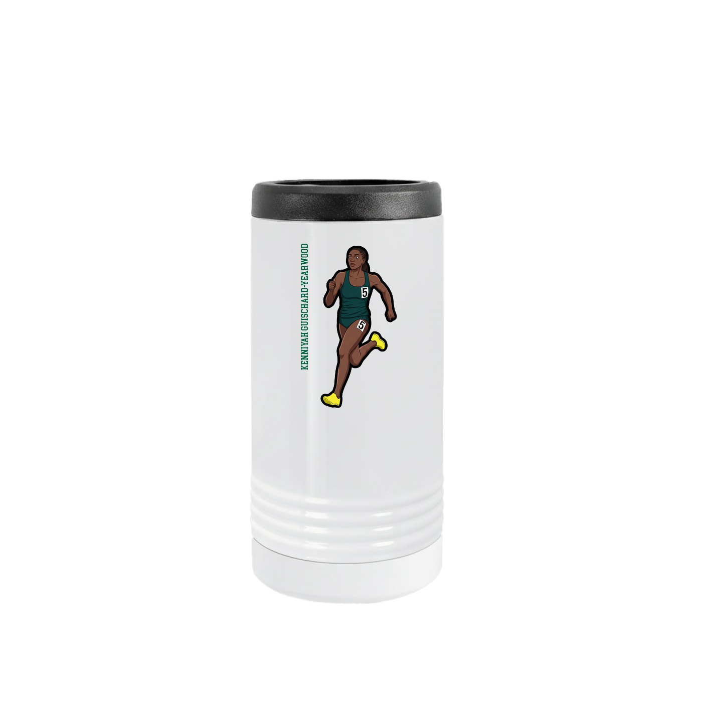 Slim Beverage Holder — Name Vertical in White