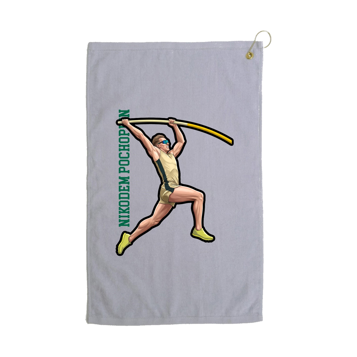 Golf Towel — Name Vertical in Grey