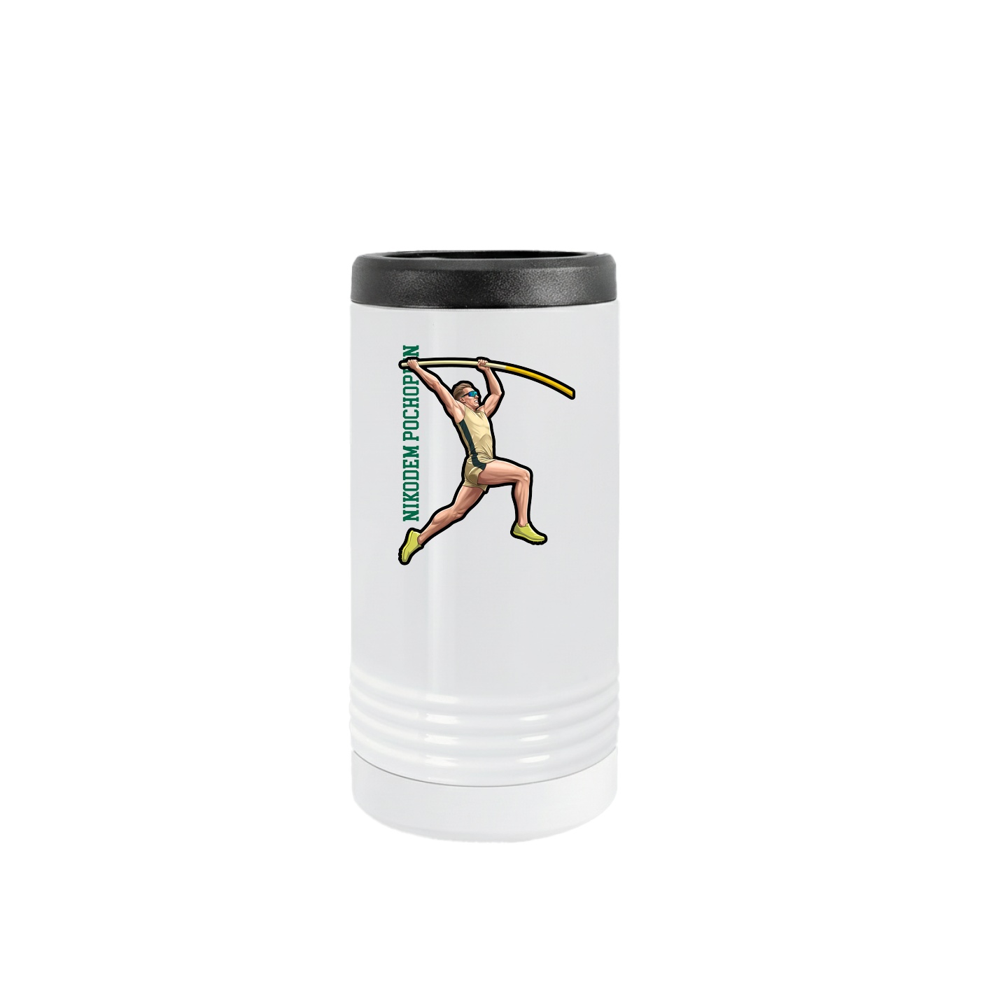 Slim Beverage Holder — Name Vertical in White