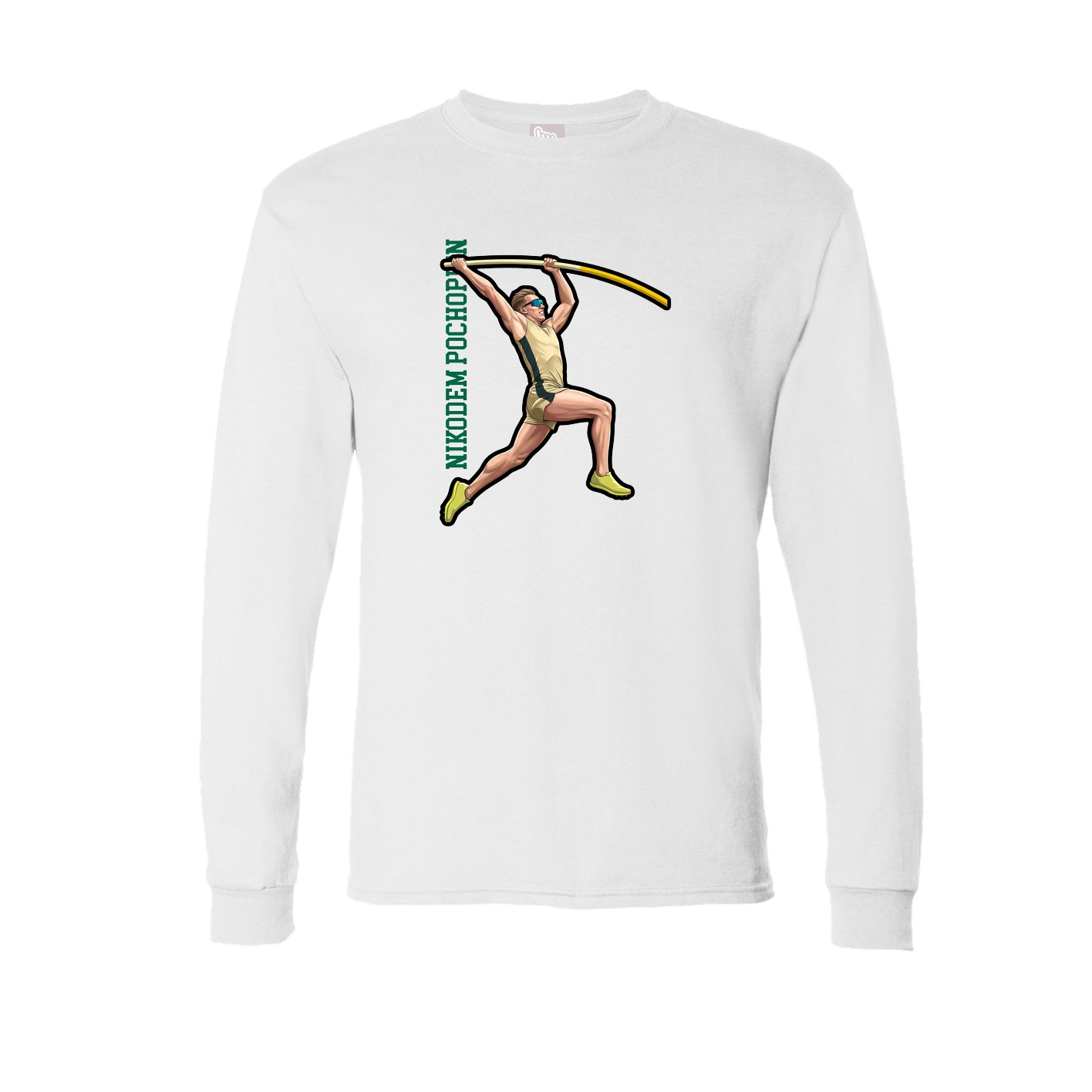 Long Sleeve Tee — Name Vertical in White